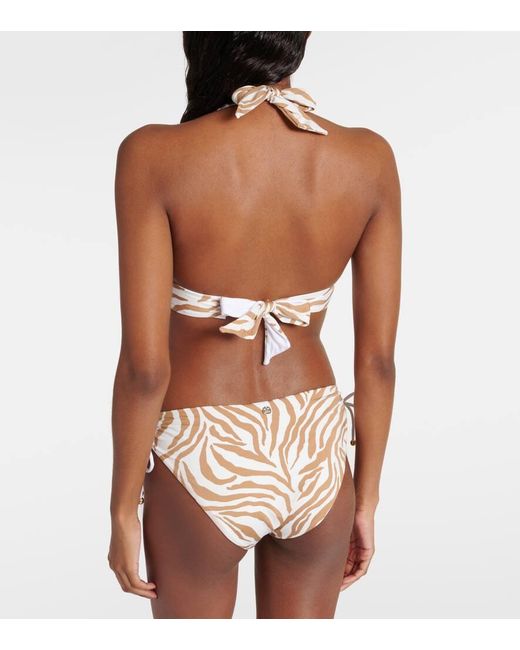 Max Mara White Sibilla Zebra-print Bikini Bottoms