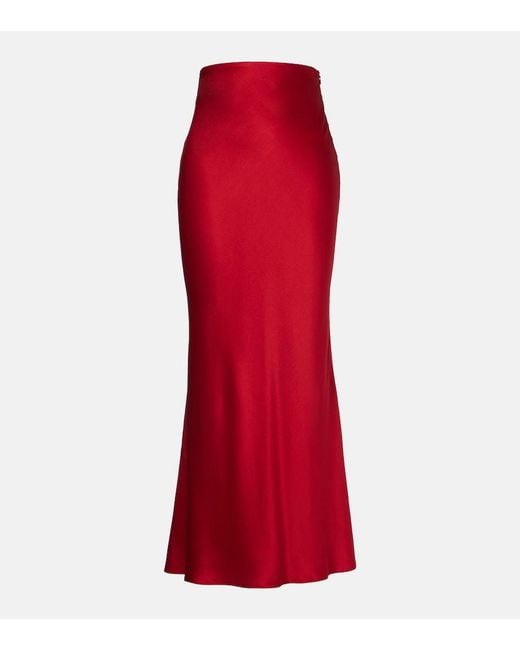 The Sei Red Silk Charmeuse Maxi Skirt