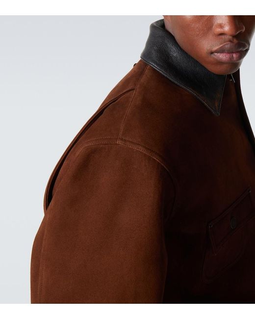 Prada Brown Leather-Trimmed Suede Jacket for men