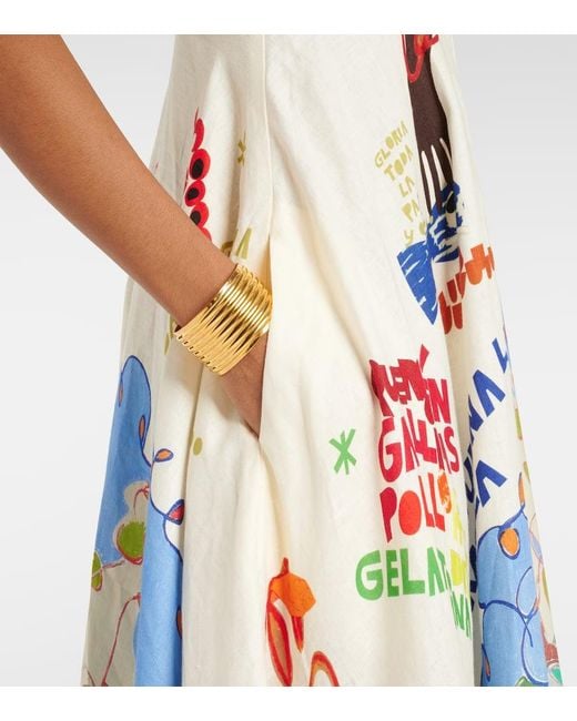 ALÉMAIS Blue X Nadia Hernandez Maxikleid Aus Leinen