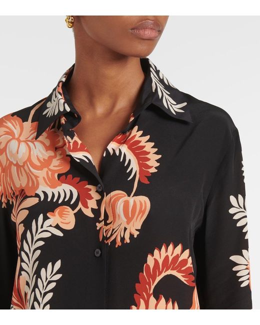Etro Black Printed Silk Crepe De Chine Blouse