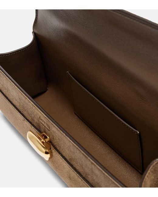 SAVETTE Brown Slim Symmetry Suede Tote Bag