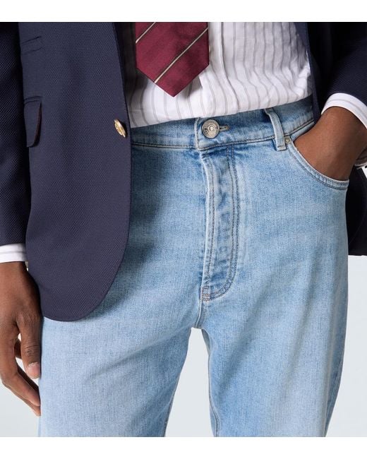 Brunello Cucinelli Blue Mid-Rise Straight Jeans for men