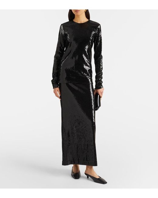 Totême Black Sequined Jersey Top