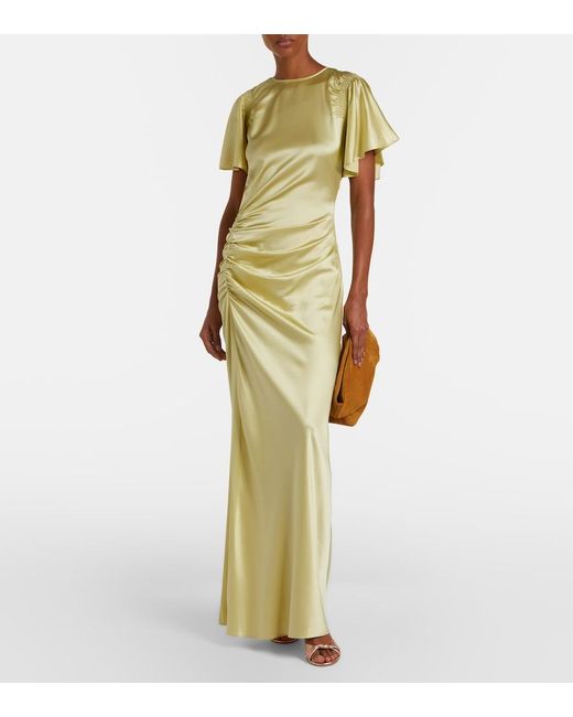 Veronica Beard Metallic Huntleigh Ruched Silk-Blend Satin Gown