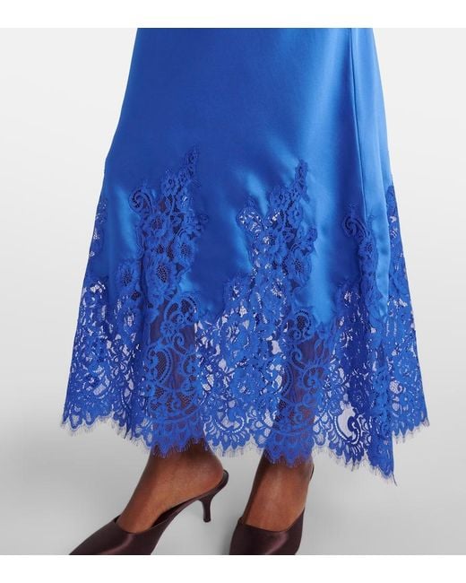 Rebecca Vallance Blue Remi Lace And Satin Maxi Dress