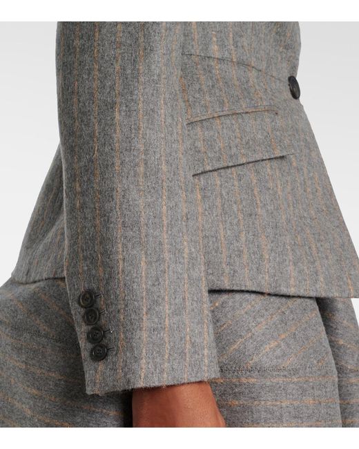 Erdem Gray Pinstripe Wool And Mohair Blazer