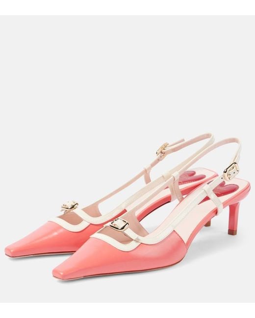 Roger Vivier Pink Viv' Canard Leather Slingback Pumps