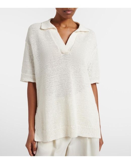 Joseph White Rian Oversized Cotton-Blend Polo Shirt