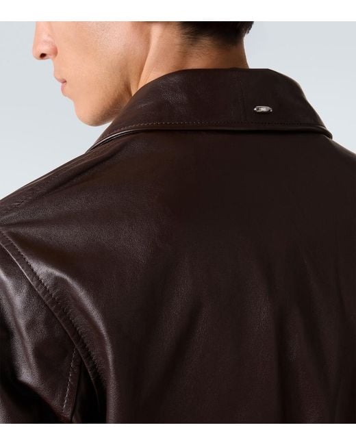 Our Legacy Black Pharos Leather Bomber Jacket for men