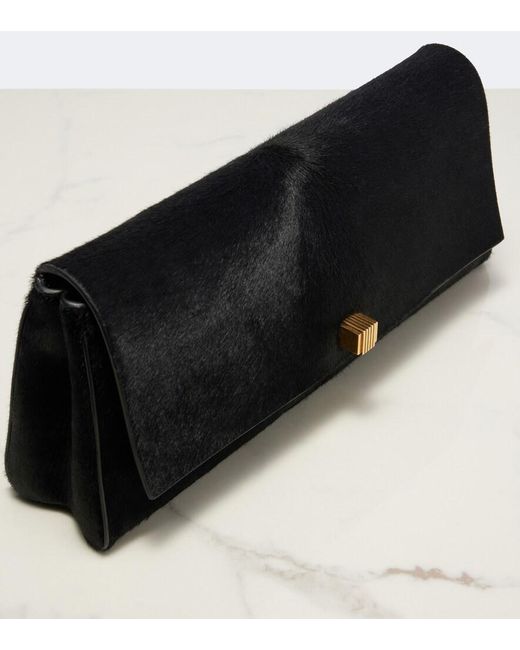 Khaite Black Audrey Medium Calf Hair Clutch