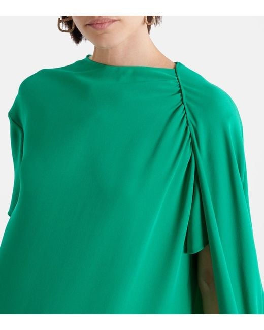 Vestido midi de Cady Couture con capa Valentino de color Green