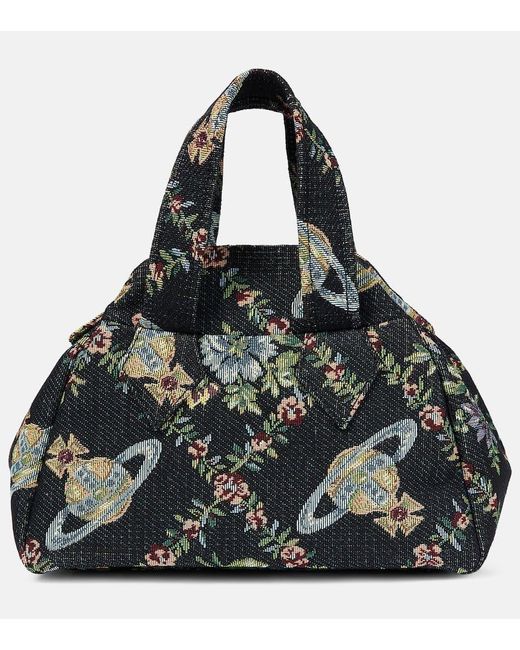 Vivienne Westwood Black Yasmine Medium Embroidered Tote Bag
