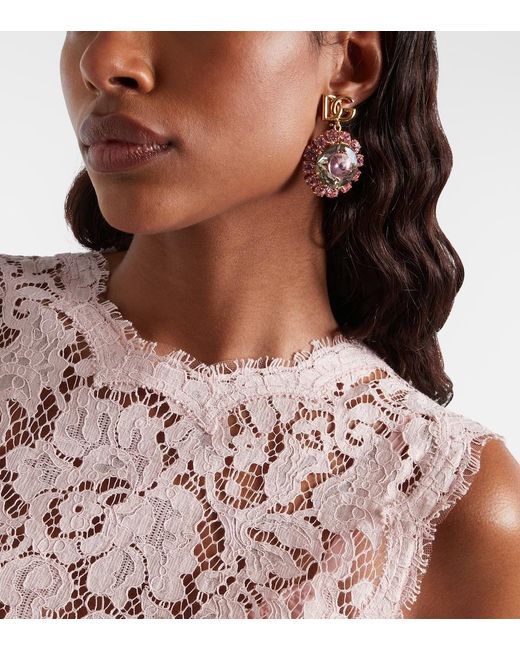 Dolce & Gabbana Pink Re-Edition Dg Embellished Clip-On Earrings