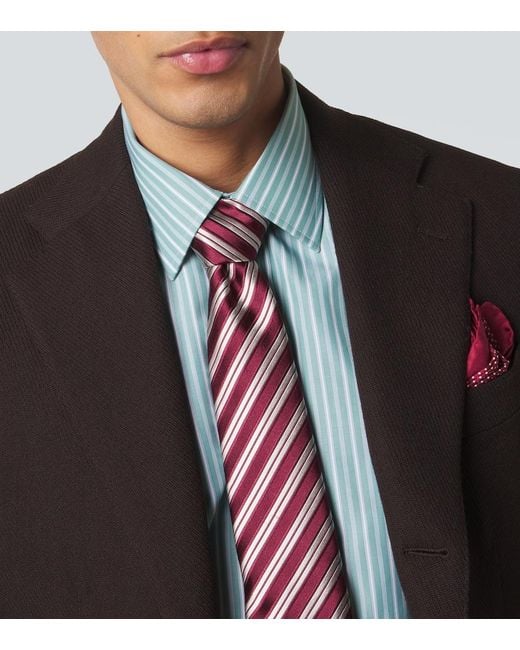 Charvet Purple Striped Silk Jacquard Tie for men