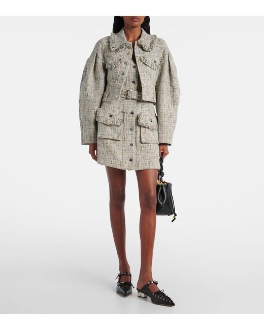 Ganni Gray Minikleid Aus Tweed