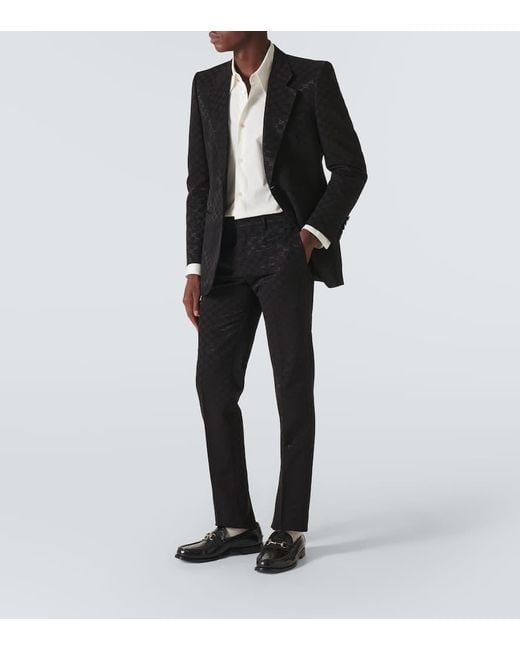 Gucci Formelles Jackett Aus Baumwolle Und Viskose Mit Gg, Grösse in Black für Herren