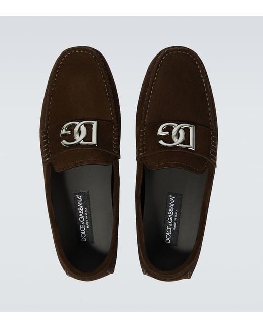 Dolce & Gabbana Loafers DG aus Veloursleder in Brown für Herren