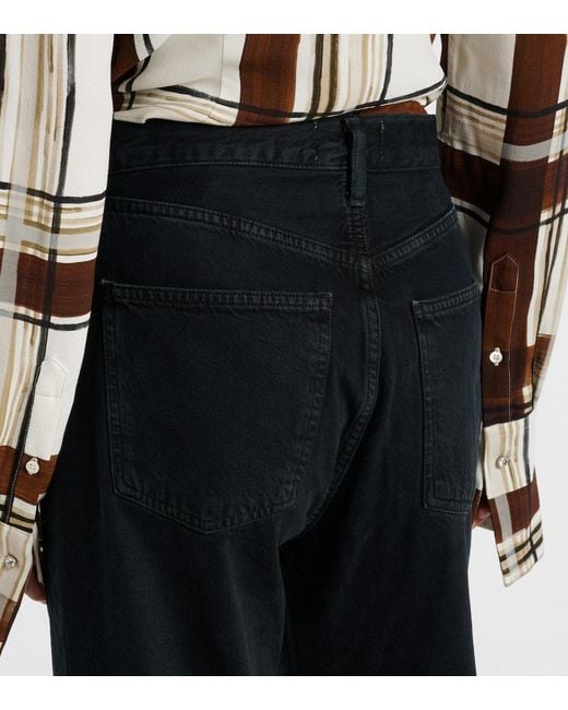 Agolde Blue '90S Pinch Waist Long High-Rise Straight Jeans