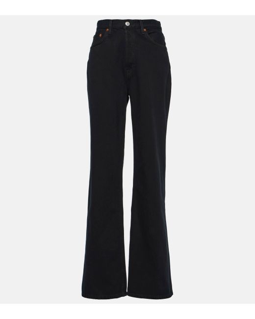 Re/done Blue '70s Ultra High-rise Wide-leg Jeans