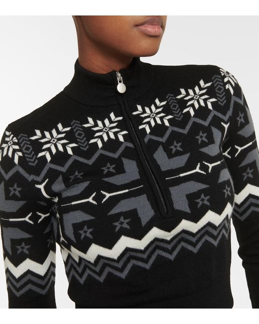 Pullover Nordic in lana con mezza zip di Perfect Moment in Black