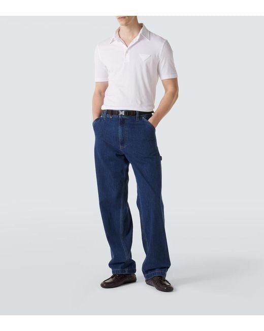 Prada White Cotton Polo Shirt for men