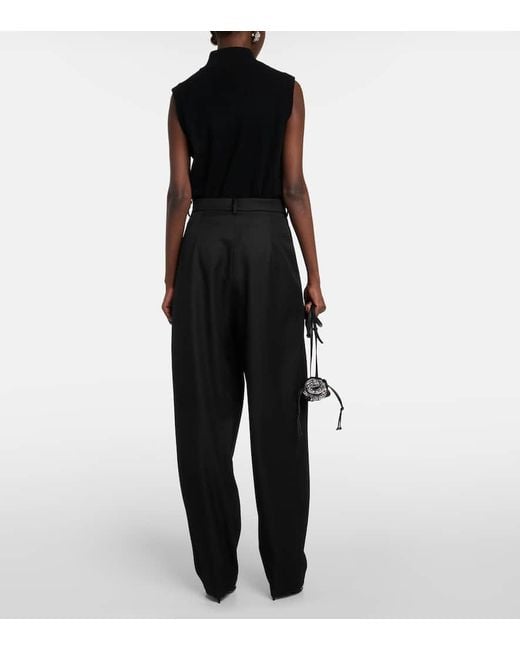 Magda Butrym Black High-Rise-Hose Aus Wolle