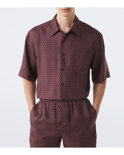 Saint Laurent Red Printed Silk Twill Shirt for men