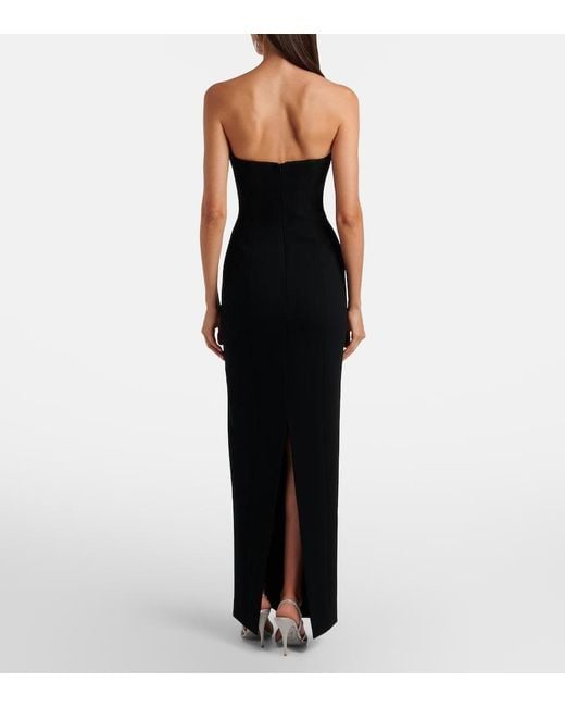 Rachel Gilbert Black Mirage Floral-Applique Bustier Gown