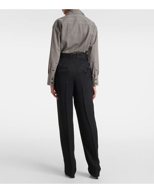 Bottega Veneta Black High-Rise Tapered Pants