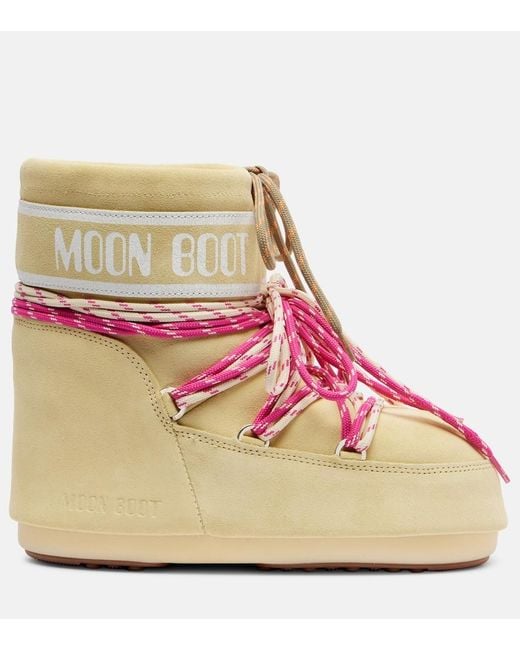 Moon Boot Pink Icon Low Suede Snow Boots