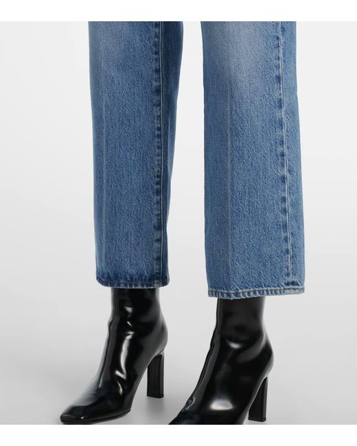 FRAME Blue Vertical Crop Straight Jeans