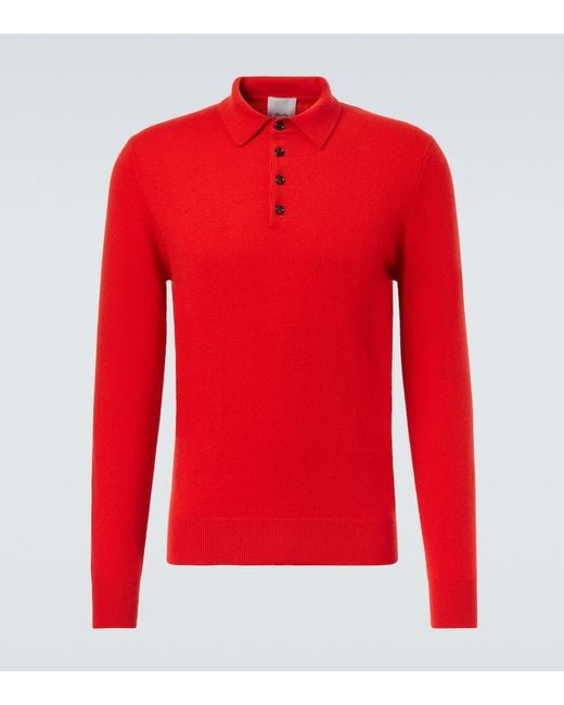Allude Red Cashmere Polo Sweater for men