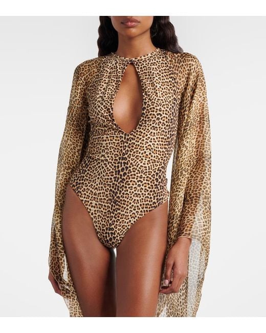 Roberto Cavalli Natural Open-Back Swimsuit