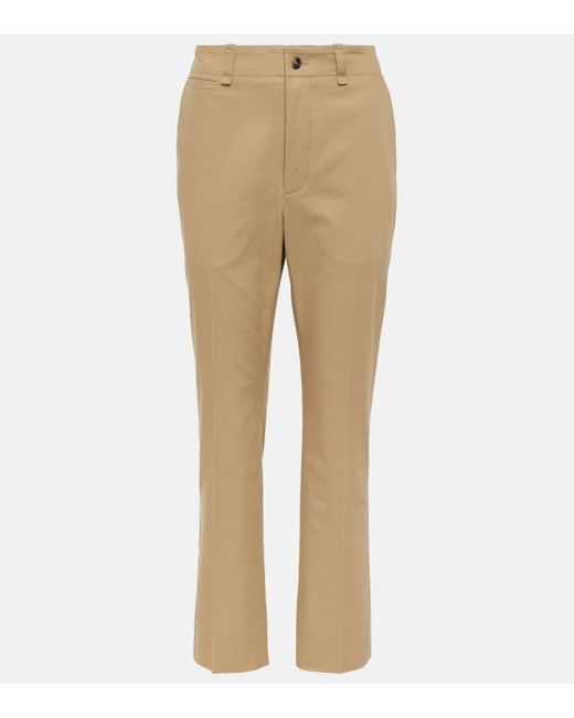 Pantalon droit a taille mi-haute en coton Saint Laurent en coloris Natural