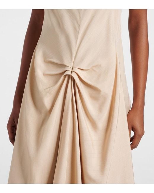 Abito Midi Con Ruches di Victoria Beckham in Natural