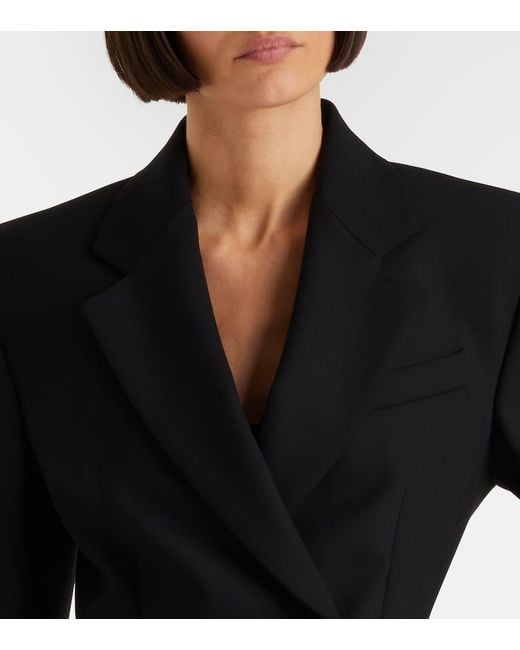 Blazer Cruzado De Lona Con Peplum Sportmax de color Black