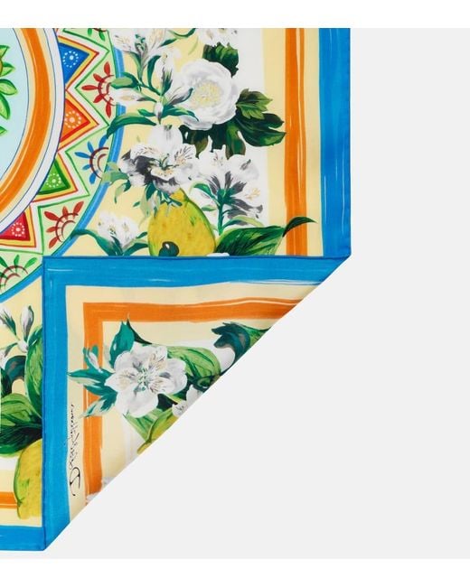 Dolce & Gabbana Green Bedrucktes Tuch Aus Seiden-Twill