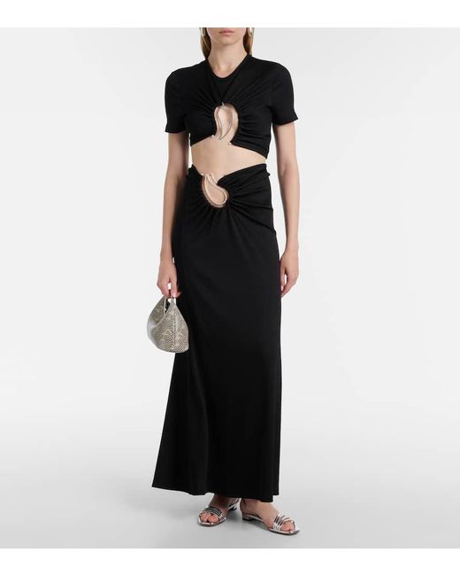 Christopher Esber Black Cropped-Top Paisley