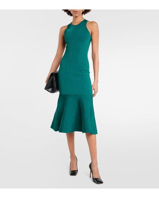 Victoria Beckham Green Knitted Midi Dress