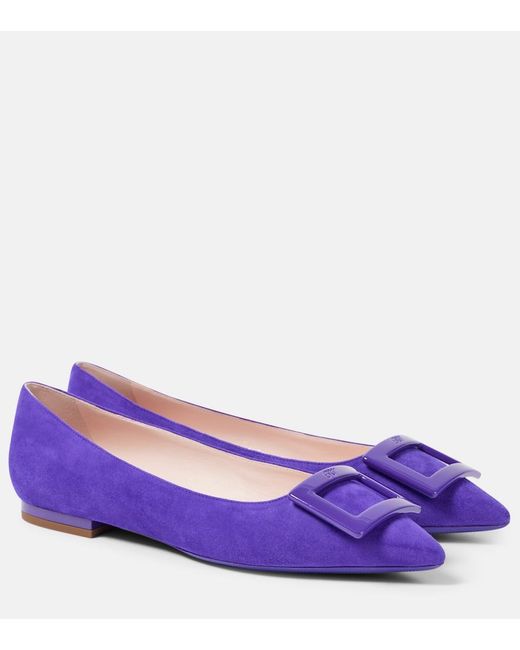 Roger Vivier Purple Gommettine Suede Ballet Flats