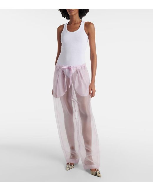 Khaite Pink Trenton Silk-Blend Organza Wide-Leg Pants