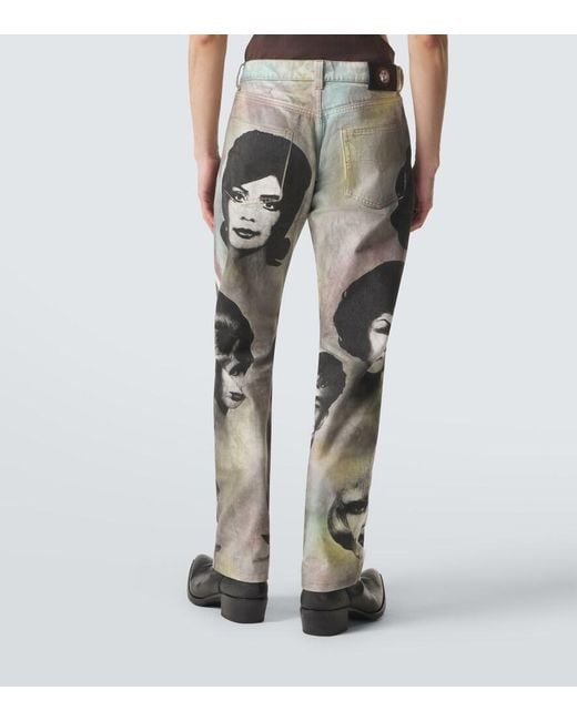Versace Gray Printed Straight Jeans for men