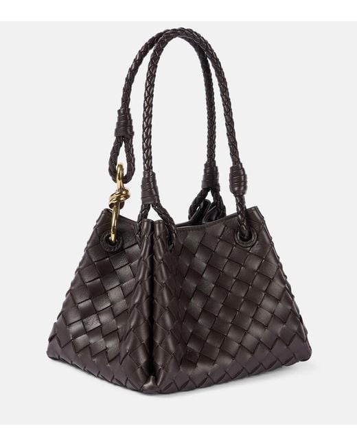 Bottega Veneta Black Parachute Small Intrecciato Leather Shoulder Bag