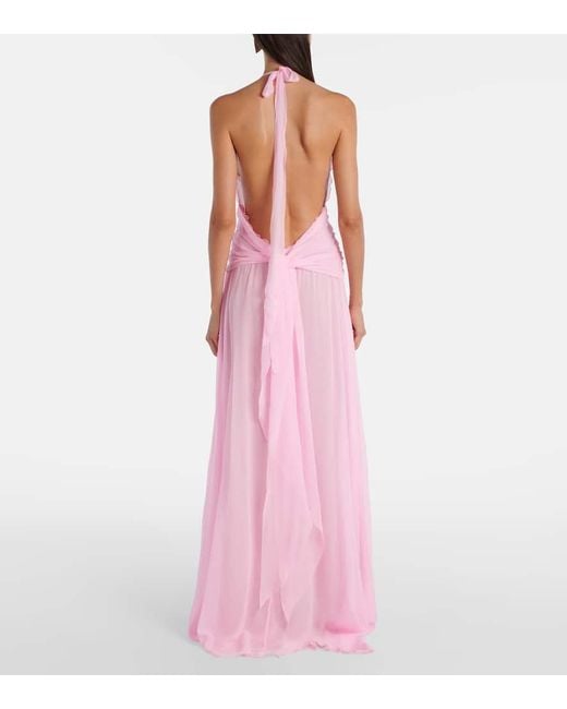 Blumarine Pink Maxikleid Aus Seiden-Georgette