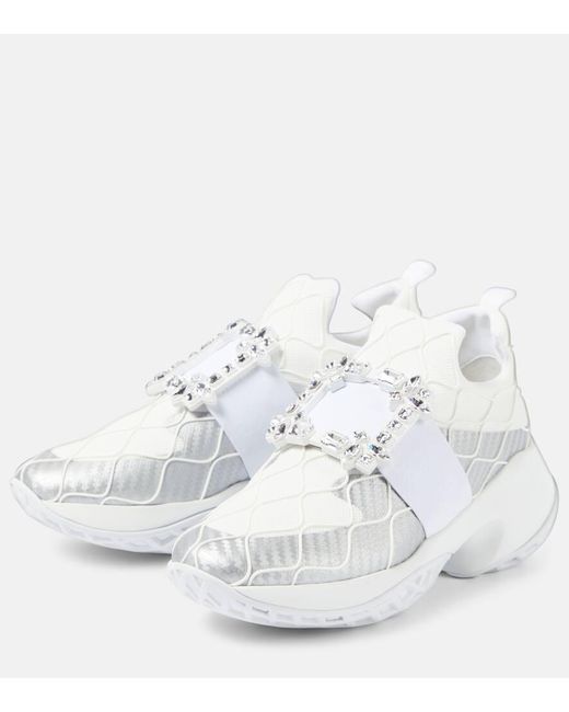 Roger Vivier White Viv' Run Embellished Sneakers