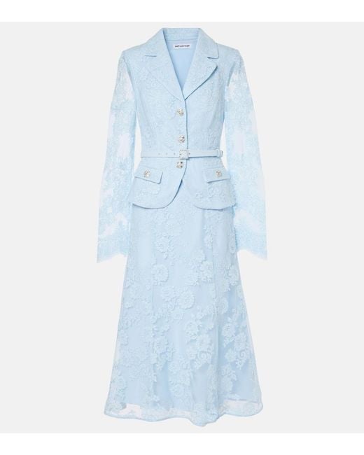 Self-Portrait Blue Lace Midi Dress