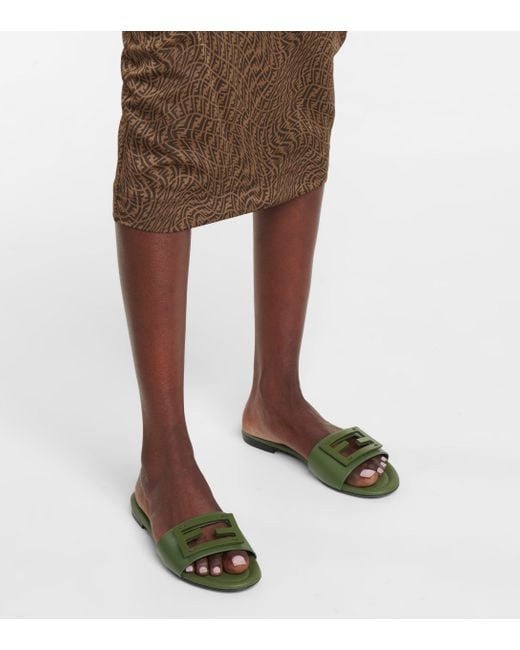 Fendi green slides sale