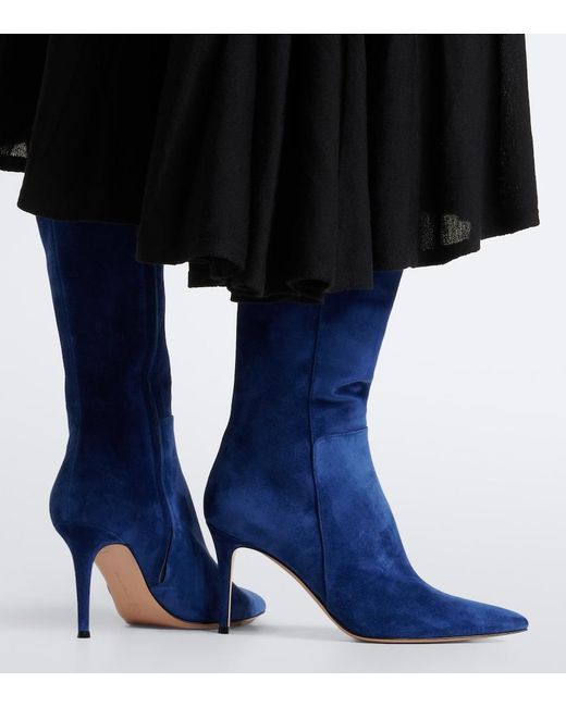 Gianvito Rossi Blue Suede Knee-High Boots
