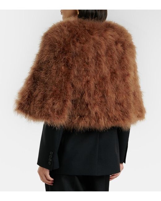 Yves Salomon Brown Cropped Feather Jacket